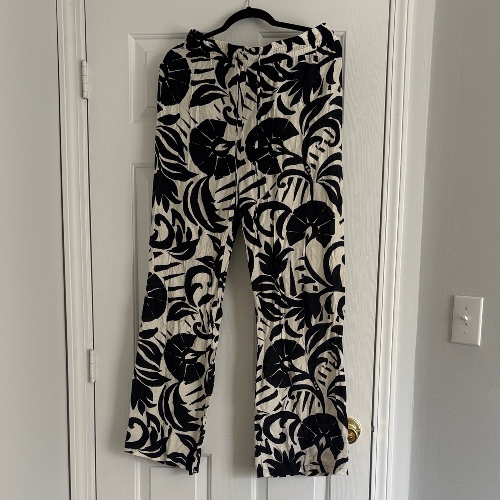 Black and White Floral Pants